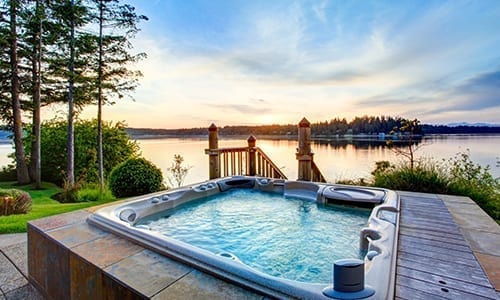 Image of hot tub near lake